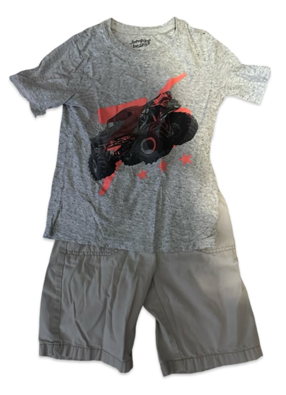 Jumping Beans Boys Outfit Size L 7 ATV  Shirt Khaki Shorts 2 Pc Set